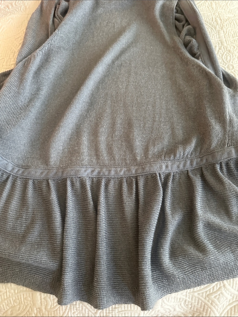 Cache Light Blue Ruffled Knit Open Front Vest - Picture 3 of 3